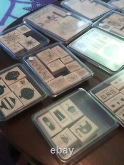 18 SETS Wood Wooden Mount Rubber Stamps Stampin' Up Huge Lot Stamping Collection
