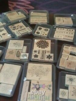 18 SETS Wood Wooden Mount Rubber Stamps Stampin' Up Huge Lot Stamping Collection