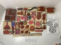 185 Piece Lot Wood Backed Rubber Stamp Sets Crafts Holidays B-day Ink Pads More
