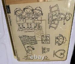 2002 STAMPIN' UP GIRL POWER Set of 8 GIRL SCOUTS Wood Rubber Stamps NEW