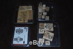 22 Stampin Up! Wood-mount stamp sets total 111 rubber stamps! Retired! + BONUS