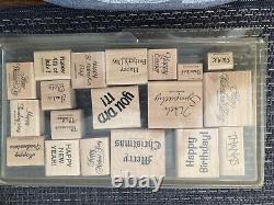 23 Plus Stampin Up Wood Mounted Stamp Sets-Over 140 Stamps Total- Most Are Used