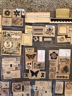 +/- 27 Stampin Up Sets +/- 250 Wood Mounted Rubber Stamps Many Unused Huge Lot