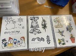 40 Stampin Up Wood Converted Stamp Sets Lot Asian Pooh Holiday Fairies Aliens