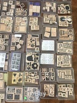 59 Stampin Up Sets +/- 400 Wood Mounted Rubber Stamps Many Unused Huge Lot