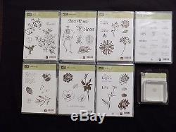 7 Stampin Up! Sets of Clear Mount Stamps and 1 Clear Block