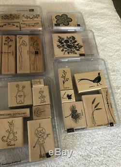 8 STAMPIN UP sets COLLECTABLE Lot DESTASH RUBBER STAMPS wood mounted