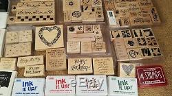 85 Stampin Up Wood Mounted Rubber Stamps & Sets MOST NEW! PLUS Ink, Scrub Pad