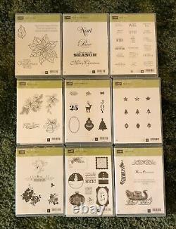 9 Holiday Christmas Stampin' Up Cling Stamp Sets Rubber NEW 68 Stamps Total