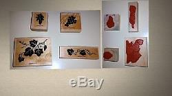 90 Wood Wooden Mounted Rubber Stamps lot 10 Stampin Up Sets 1996 1997 embossing