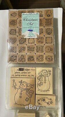 A Lot Of Rubber Stamps Over 47 Stamp Sets. 31 Stamp Pads. 11 Single Wood Mount