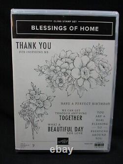 Blessings Of Home Stampin Up Cling Stamp and Die Set Flowers/Sentiments
