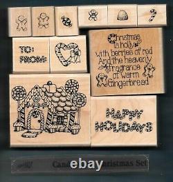 CANDY CANE CHRISTMAS SET Gingerbread Candy House Words Stampin' Up! Rubber Stamp