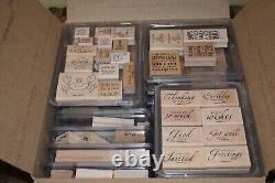 Group Lot Of Retired Stampin' Up! Wood Block Mounted Rubber Stamps