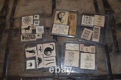 Group Lot Of Retired Stampin' Up! Wood Block Mounted Rubber Stamps