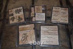 Group Lot Of Retired Stampin' Up! Wood Block Mounted Rubber Stamps