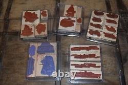 Group Lot Of Retired Stampin' Up! Wood Block Mounted Rubber Stamps