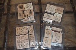 Group Lot Of Retired Stampin' Up! Wood Block Mounted Rubber Stamps