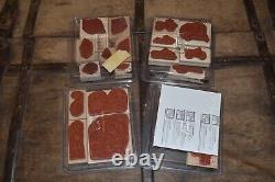 Group Lot Of Retired Stampin' Up! Wood Block Mounted Rubber Stamps