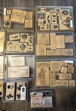 HUGE 151 Piece Lot of Stampin' Up Wood Backed Rubber Stamp Sets Crafts