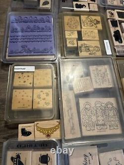 HUGE 151 Piece Lot of Stampin' Up Wood Backed Rubber Stamp Sets Crafts