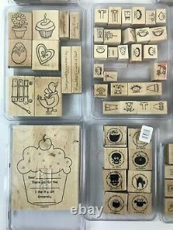 HUGE 196 Piece Lot of Stampin' Up Wood Backed Rubber Stamp Sets Crafts Used