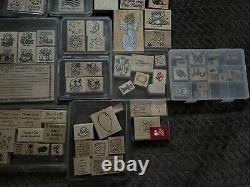 HUGE 233 piece Mostly STAMPIN UP Mixed Lot +OTHER BRANDS Rubber Stamps Sets