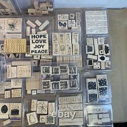 HUGE 250+ Piece Lot of Stampin' Up Wood Backed Rubber Stamp Sets Crafts
