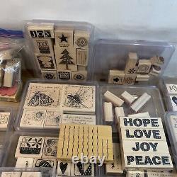 HUGE 250+ Piece Lot of Stampin' Up Wood Backed Rubber Stamp Sets Crafts