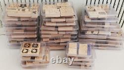 HUGE 260 Piece Lot of Stampin' Up Wood Backed Rubber Stamp Sets Crafts