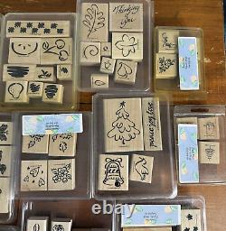 HUGE 30 Set 175+ Piece Lot of Stampin' Up Wood Backed Rubber Stamp Sets Crafts