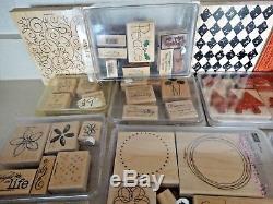 HUGE LOT 233 Stampin Up Rubber Stamps, Lots of Sets, Wood Mounted, Used/New