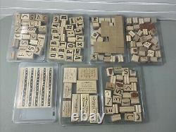 HUGE LOT Of 37 STAMPIN UP STAMP SETS WOOD MOUNT RUBBER STAMPS MANY RETIRED (4F)
