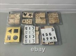 HUGE LOT Of 37 STAMPIN UP STAMP SETS WOOD MOUNT RUBBER STAMPS MANY RETIRED (4F)