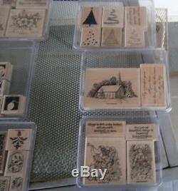 HUGE LOT Stampin Up Wooden Stamp Sets- over 14 sets 75 stamps Christmas and more