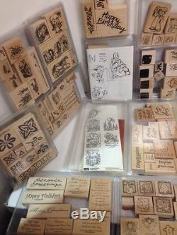 HUGE LOT of 22 STAMPIN UP WOOD MOUNTED RUBBER STAMP SETS New / Used