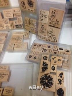 HUGE LOT of 22 STAMPIN UP WOOD MOUNTED RUBBER STAMP SETS New / Used