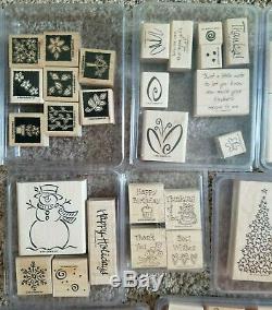 HUGE LOT of 43 SETS Stampin up! Wood Mounted Stamps 370+ stamps