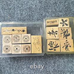 HUGE Lot Stampin' Up Stamp Sets Over 300 Total Stamps Wooden Love Flowers Xmas
