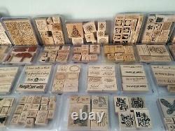 HUGE Lot of 235 Stampin' Up Wooden Mounted Stamp Sets