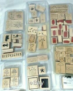 HUGE Lot of 24 Sets + STAMPIN UP Wood Mounted Rubber Stamps Excellent Condition