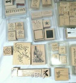 HUGE Lot of 24 Sets + STAMPIN UP Wood Mounted Rubber Stamps Excellent Condition