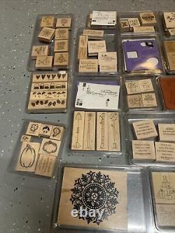 HUGE Lot of 26 Boxes Stampin' Up Stamp Sets wood Backed Rubber