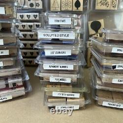 HUGE Lot of 48 Packs Stampin' Up Sets Block Wood Backed Rubber Stamps 358