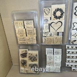 HUGE Lot of 48 Packs Stampin' Up Sets Block Wood Backed Rubber Stamps 358