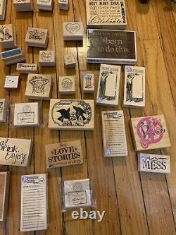 HUGE Lot of 49 Set Wood Backed Rubber Stamps Various Brands Designs Animals