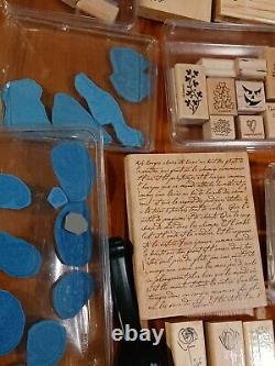 HUGE Lot of Stampin' Up Stamp Sets wood Backed Rubber & rollers