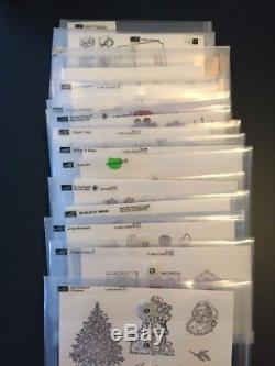 HUGE Stampin Up Craft Lot 26 Rubber Stamp Sets, CM Bag, Ink Pads Pens $500