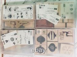 HUGE Stampin Up LOT Unmounted Wood Stamp Sets NEW RETIRED Rare Double Cases