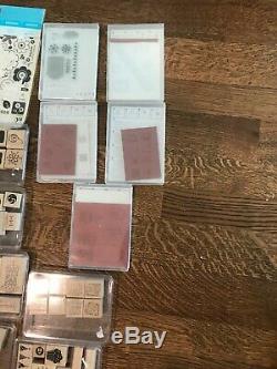 HUGE Stampin' Up Lot of 36 Wood Mount/Acrylic Block Stamp Sets Over 200 Stamps